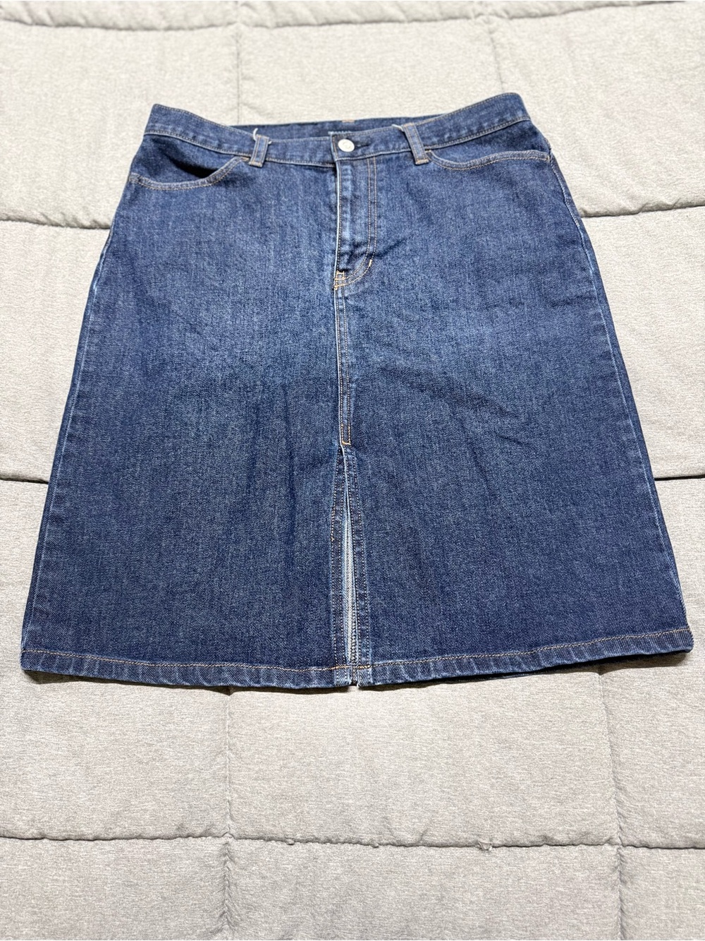 GAP Dark Blue Denim Midi Skirt with Front Slit